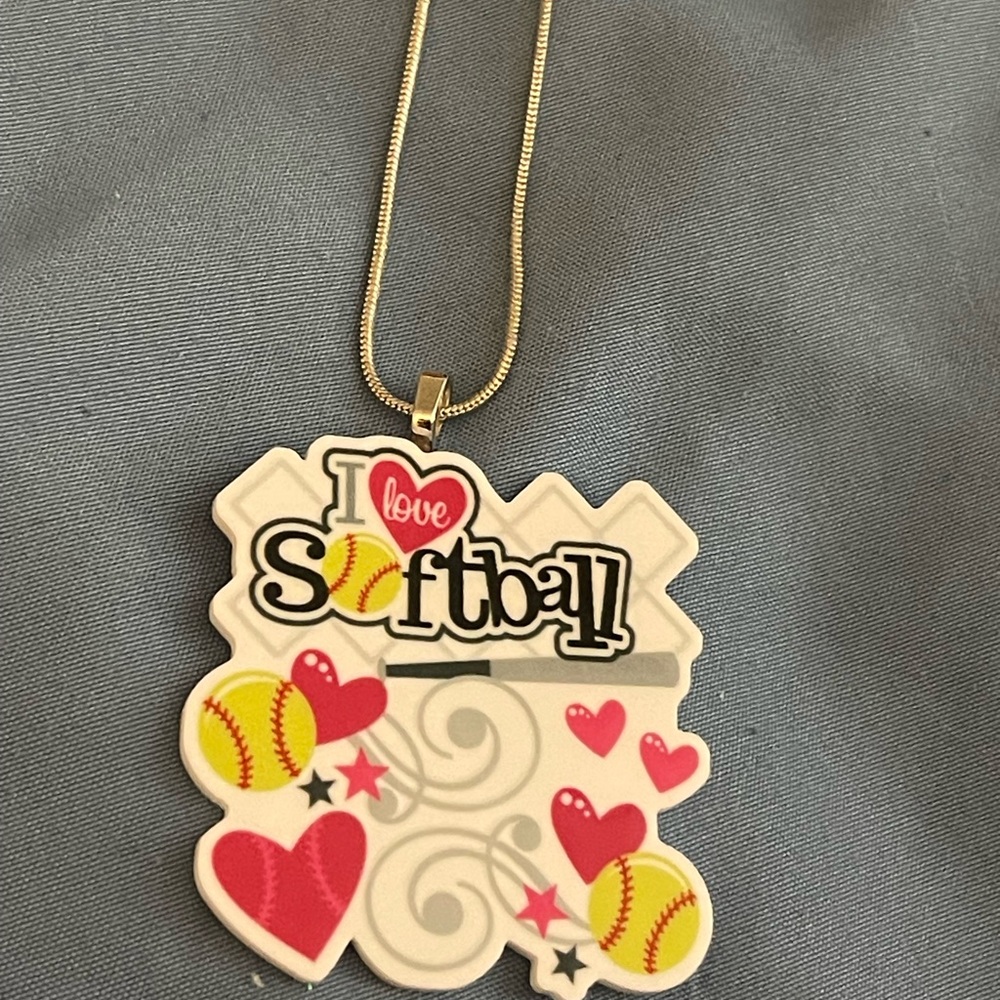 Softball Love Pendant Necklace